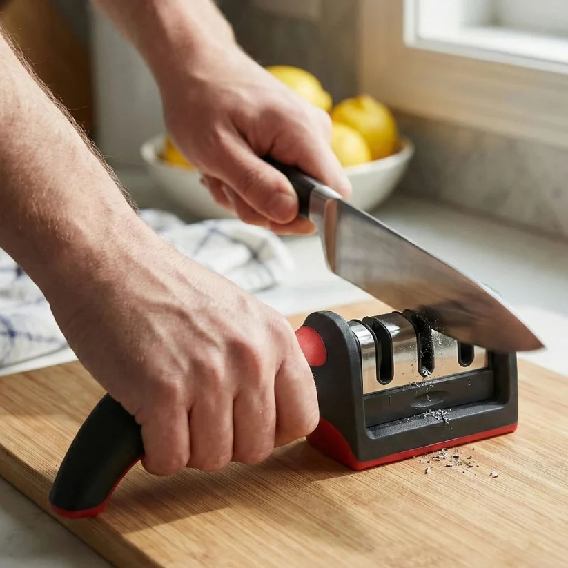 Knife Sharpener Tool | 3-Stage Grinding, Non-Slip Base — 3D printed PLA product by Savvyneur3d